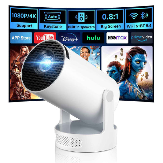 Kimwood Projector with Upgraded HiFi Speaker, [Built-in Apps] 1080P Mini Portable Projector Lower Noise Auto Keystone WiFi 6 Bluetooth 5.4 Ultra Short Throw Projectors Big Screen in Small Room 🍁 All In One Marketplace Canada