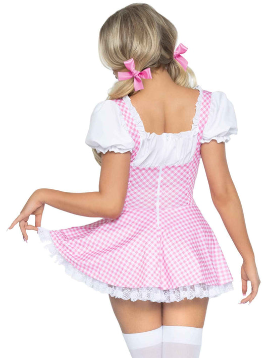 Leg Avenue Women's Gingham Dress Halloween Costume, Pink/White, Large