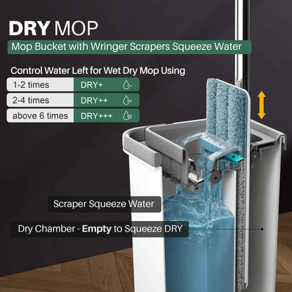 JOYMOOP Mop and Bucket with Wringer Set, Hands Free Flat Floor Mop and Bucket, with 5 Washable Microfiber Pads, Wet and Dry Use, Floor Cleaning System 🍁 All In One Marketplace Canada