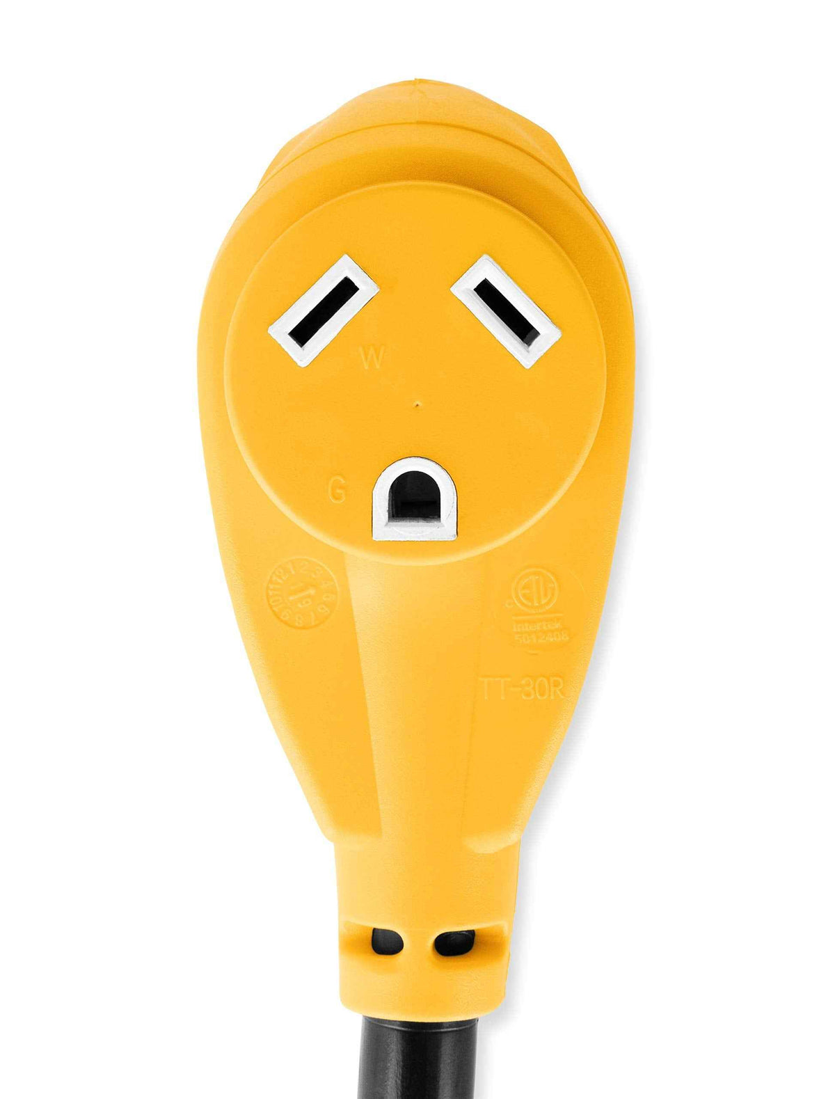 CAMCO (55165) Heavy Duty RV Dogbone Electrical Adapter with Innovative 180 Degree Bend Design and Easy PowerGrip Handle - 15 Amp Male to 30 Amp Female, 12 inch, Black 🍁 All In One Marketplace Canada