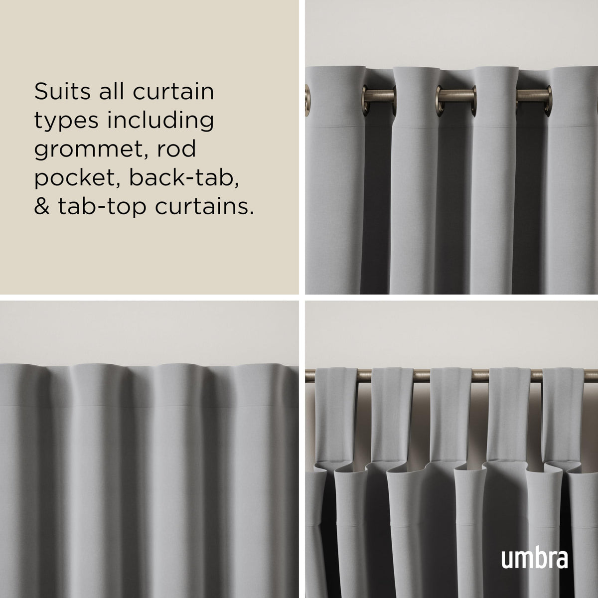 Umbra Twilight Double Curtain Rod Set – Wrap Around Design Ideal for Blackout or Room Darkening Panels, 66 to 144 Inches, Nickel 🍁 All In One Marketplace Canada