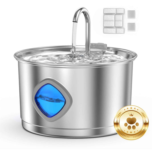 Quiet Cat Water Fountain, 2.8L/94oz Stainless Steel Cat Fountain, Ultra-Silent 25dB Pump, Pet Water Dispenser for Indoor Cats, Easy Clean, Visible Water Level(2.8L,with 2 Filters and 2 Sponges) 🍁 All In One Marketplace Canada