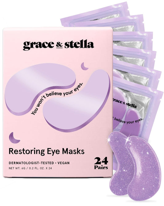grace & stella Under Eye Masks With Retinol - Revitalizing Under Eye Patches for The Wrinkles & Dark Circles - Gel Eye Mask - Gifts for Mom, Teen Girl Gifts - Vegan, Cruelty-Free (24 Pairs) 🍁 All In One Marketplace Canada