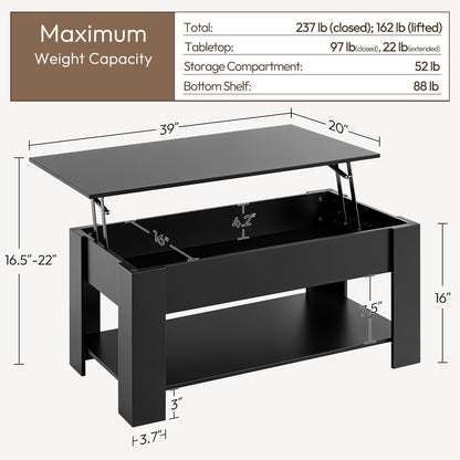 Yaheetech Coffee Table with Storage, Lift Top, 98cm L, Black 🍁 All In One Marketplace Canada