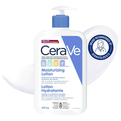 CeraVe BABY Moisturizing Lotion, Gentle Skin Care for Face & Body with Ceramides, Hyaluronic Acid, Niacinamide & Vitamin E. Fragrance-Free, Paraben-Free, Dye-free. Sensitive skin, non-greasy, 473ML 🍁 All In One Marketplace Canada
