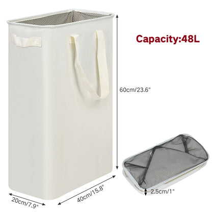 efluky Slim Laundry Hamper with Handles, Collapsible Small Hamper for Laundry, Dirty Clothes Basket for Bedroom, Dorm and Laundry Room, 48L (12.7 Gallon) Beige 🍁 All In One Marketplace Canada