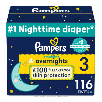 Pampers ZZZ Overnight Diapers, Size 3 (16-28 lbs), 116 Count, Nighttime Protection Disposable Baby Diaper 🍁 All In One Marketplace Canada