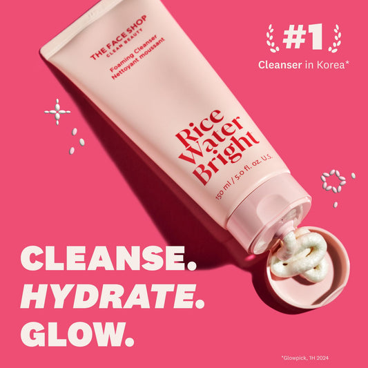 The Face Shop Rice Water Bright Foaming Facial Cleanser with Ceramide, Gentle Face Wash for Hydrating & Moisturizing, Vegan Face Cleanser, Makeup Remover, Korean Skin Care for All Skin Types, 300ml 🍁 All In One Marketplace Canada