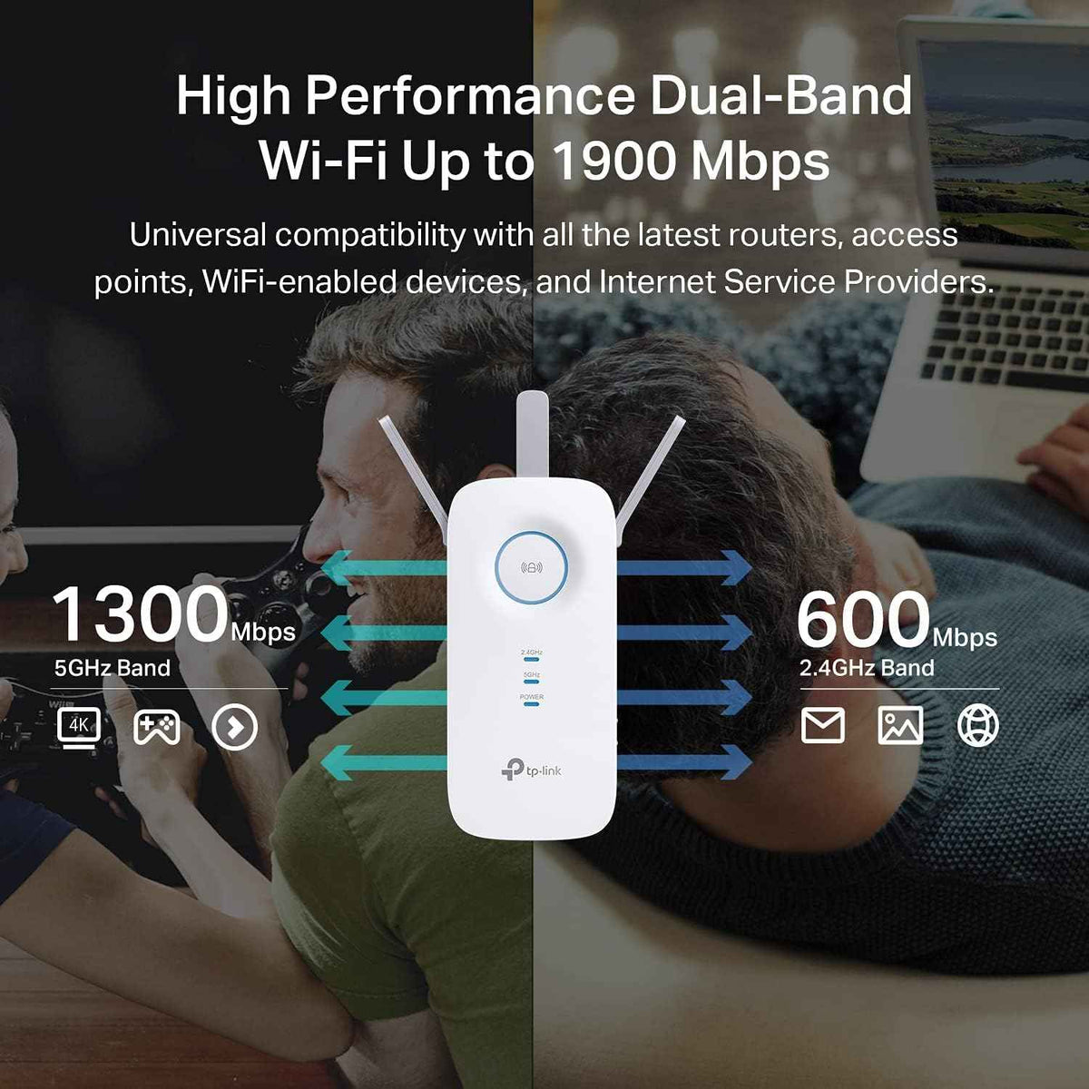 TP-Link AC1900 WiFi Extender (RE550), Covers Up to 2800 Sq.ft and 35 Devices, 1900Mbps Dual Band Wireless Repeater, Internet Booster, Gigabit Ethernet Port 🍁 All In One Marketplace Canada