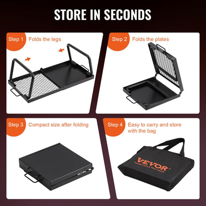 VEVOR Folding Campfire Grill, Heavy Duty Steel Mesh Grate, 22.4" Portable Camping Grates Over Fire Pit, Camp Fire Cooking Equipment with Legs Carrying Bag, Grilling Rack for Outdoor Open Flame Cooking 🍁 All In One Marketplace Canada
