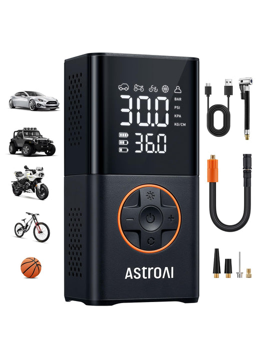 AstroAI L7 Tire Inflator Portable Air Compressor Cordless Mini Bike Pump with Digital Dual Values Display, 150 PSI Car Tires Air Pump with LED Lights&Pressure Gauge for Auto, Motorcycles, Bikes, Balls 🍁 All In One Marketplace Canada
