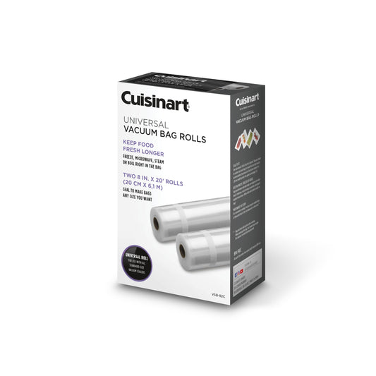 Cuisinart Universal Vacuum Food Saver Sealer Bags 2-Pack 8" x 20ft. Rolls (VSB-82C) BPA Free, Microwave & Freezer Safe , white 🍁 All In One Marketplace Canada