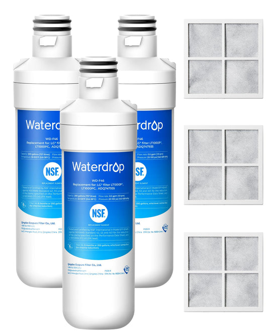 Waterdrop LT1000PC ADQ747935 MDJ64844601 Refrigerator Water Filter and Air Filter, Replacement for LG® LT1000P®, LMXS28626S, LFXS26973S, Kenmore 46-9980, ADQ74793501, ADQ74793502 and LT120F®, 3 Combo 🍁 All In One Marketplace Canada