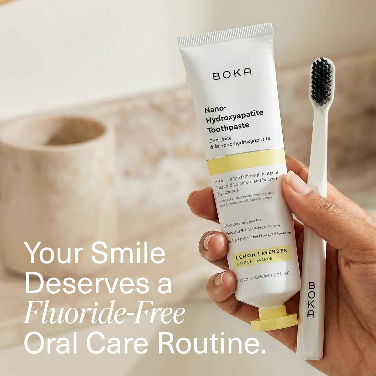 Boka Fluoride Free Toothpaste, Nano Hydroxyapatite Toothpaste, Appropriate for Sensitive Teeth - for Adult Oral Care - Lemon Lavender Flavor, 4 Fl Oz (113g) 1Pk 🍁 All In One Marketplace Canada