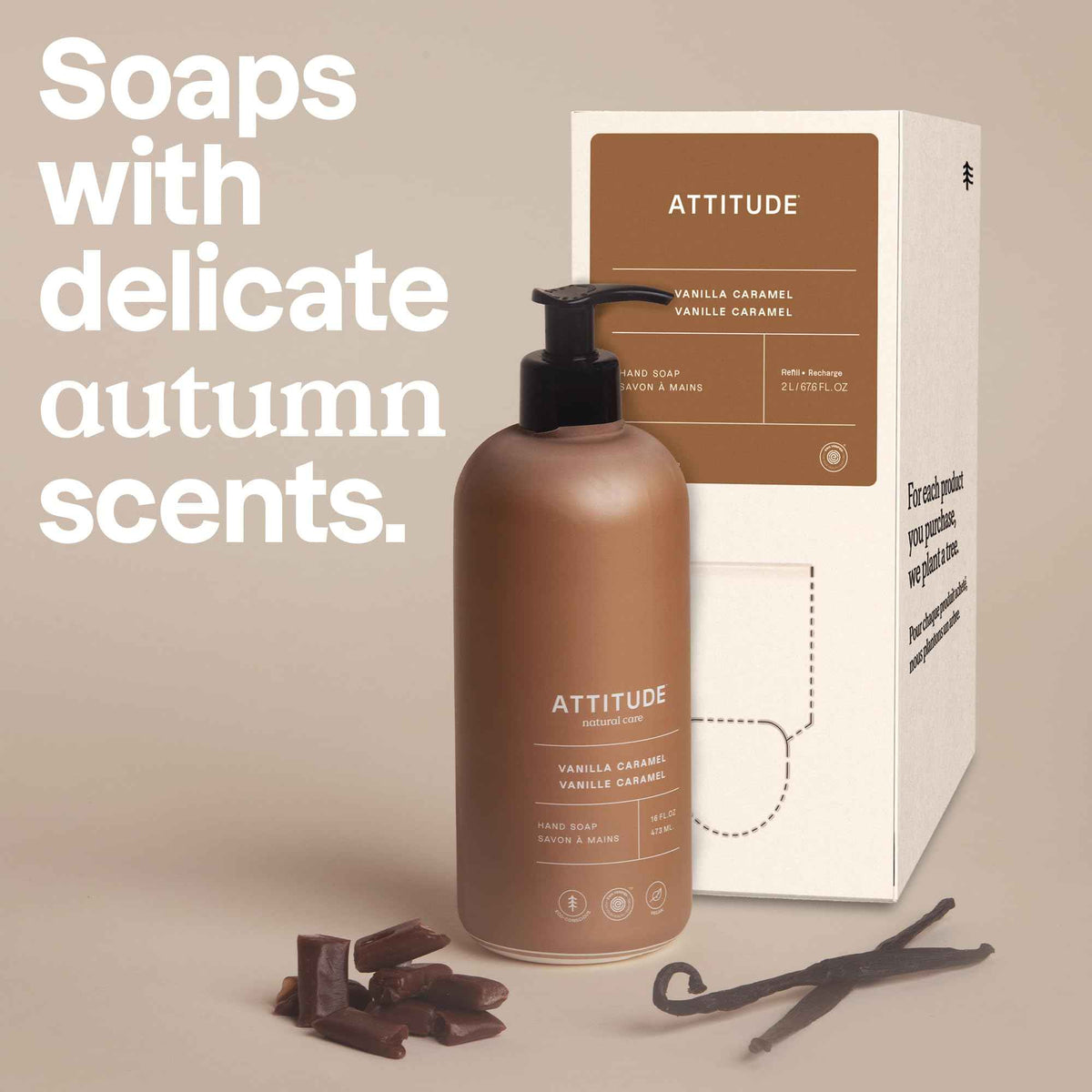 ATTITUDE Liquid Hand Soap Refill, EWG Verified, Made in Canada, Plant and Mineral-Based, Vegan Personal Care Products, Vanilla Caramel Scent, 2 L 🍁 All In One Marketplace Canada