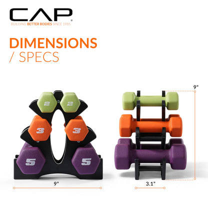 CAP Barbell 20 lb Neoprene Dumbbell Set with Rack |Includes 2, 3, 5 lb Pairs 🍁 All In One Marketplace Canada