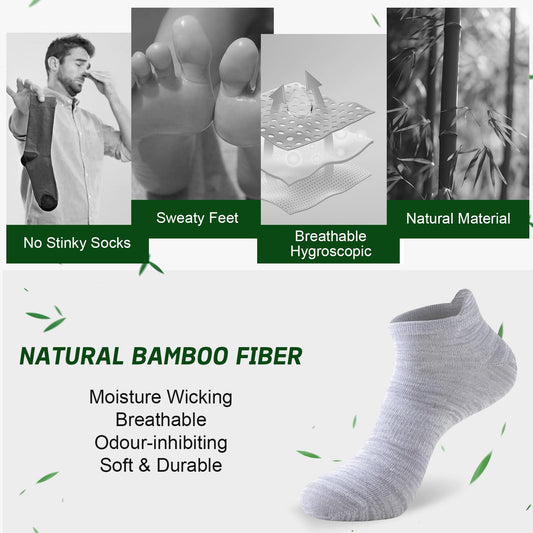 Niorasen Ankle Socks for Men Women, 6 Pairs Bamboo Rayon Breathable Sports Low Cut, Multicolor Size 6-8 9-11 12-14, Multicolor, 9-11 🍁 All In One Marketplace Canada