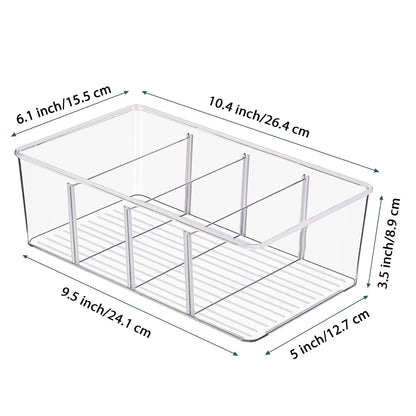 Vtopmart 4 Pack Food Storage Organizer Bins, Clear Plastic Bins for Pantry, Kitchen, Fridge, Cabinet Organization and Storage, 4 Compartment Holder for Packets, Tea, Snacks, Pouches, Spice Packets 🍁 All In One Marketplace Canada