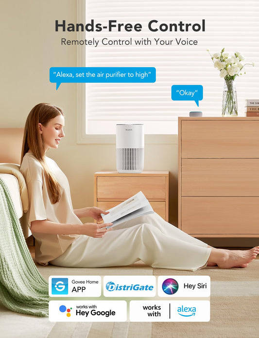 GoveeLife Mini Air Purifier for Bedroom, HEPA Smart Filter Air Purifier with App Alexa Control for Pet Hair, Odors, Pollen, Smoke, Portable Air Cleaner with 3 Speeds, 2 Modes, Timer, Aroma for Home 🍁 All In One Marketplace Canada