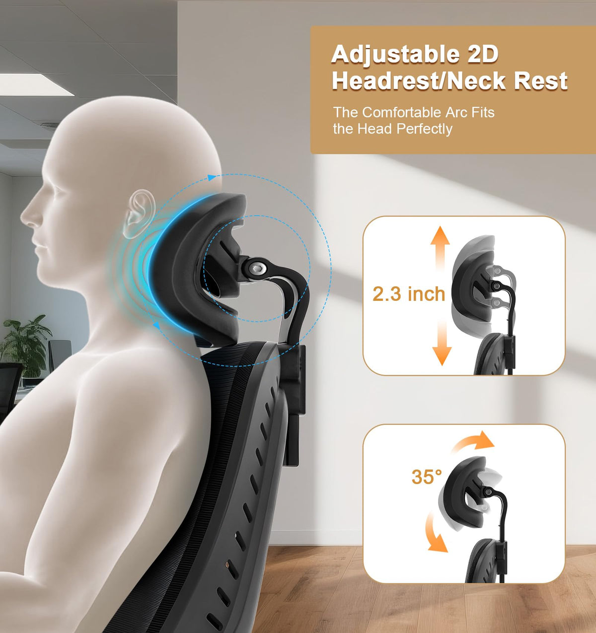 Office Chair, SPRDENG Ergonomic Office Chair with Two-Way Adjustable Lumbar Support & Headrest, High Back S-Shaped Computer Chair with Flip-up Padded Armrests, Swivel Task Chair for Home Office 🍁 All In One Marketplace Canada