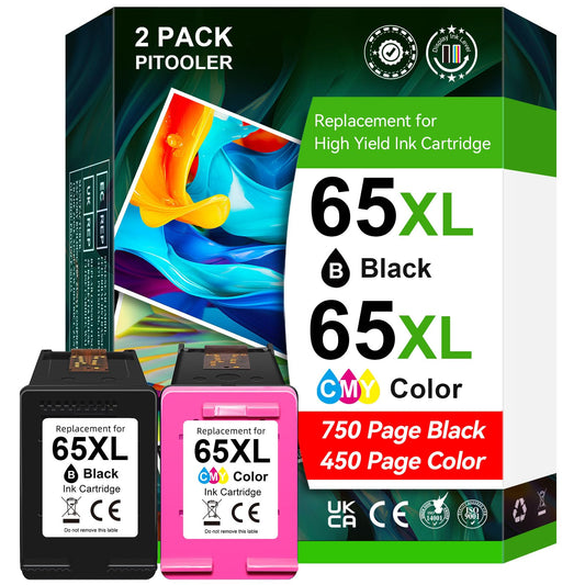 High Yield 65XL Black Color Ink Compatible for HP 65 Ink Cartridges, Compatible for HP 65XL Ink Cartridge Black/Color, Compatible for Envy 5055 5052 DeskJet 3755 3700 3752 2600 Printer 🍁 All In One Marketplace Canada