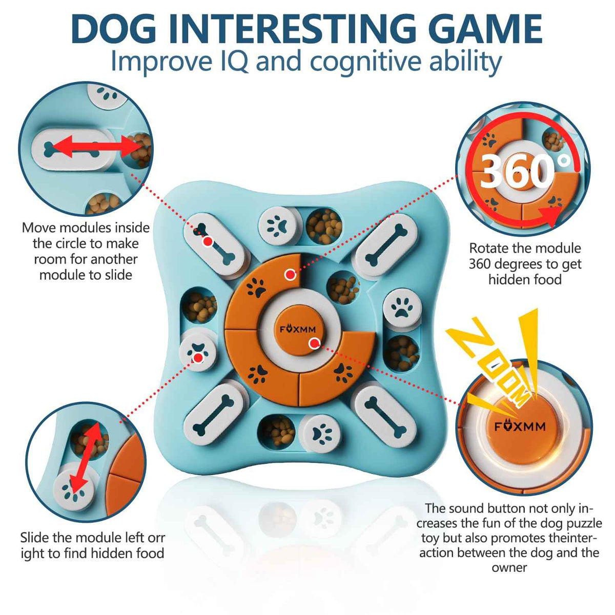 FOXMM Interactive Dog Treat Puzzle Toys for IQ Training & Mental Stimulating,Fun Slow Feeder,Large Medium Small Dogs Enrichment Toys with Squeak Design 🍁 All In One Marketplace Canada