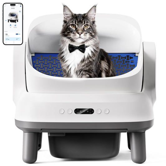 Happypaw Open-Top Self Cleaning Litter Box - Large Capacity Automatic Litter Box for Multiple Cats with Safety Protection, App Control, Odor-Free, Anti-Leakage Material, Includes Trash Bags 🍁 All In One Marketplace Canada
