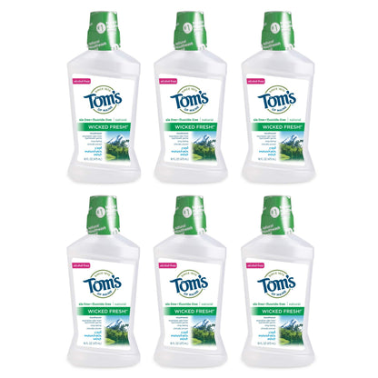 Tom's of Maine Wicked Fresh! Natural Fluoride Free Mouthwash, Cool Mountain Mint, 473ml, 6 pack 🍁 All In One Marketplace Canada