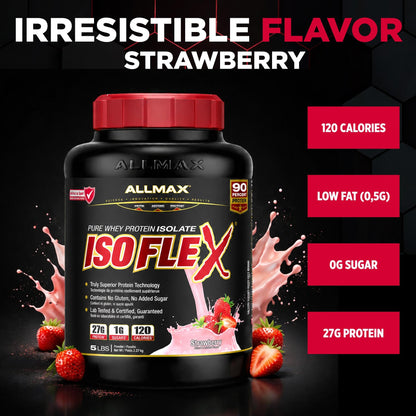 ALLMAX ISOFLEX Whey Protein Isolate, Strawberry, 5 lb 🍁 All In One Marketplace Canada