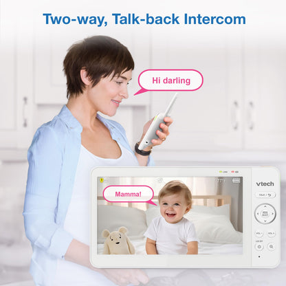 VTech Advanced HQ Max 7" Digital Video Baby Monitor with Pan-Tilt-Zoom, Night Light, Long Range, 2-WayTalk, Display, and Lullabies, No WiFi, White 🍁 All In One Marketplace Canada