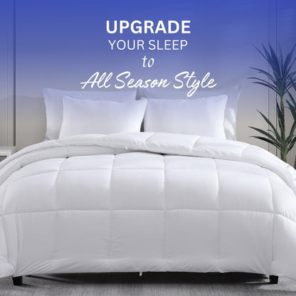 Comforter Queen Size - Down Alternative Hypoallergenic Duvet Insert, Ultra-Soft Microfiber, Box-Stitch Quilted with Corner Tabs, All Season, Machine Washable, 88x88 - White 🍁 All In One Marketplace Canada