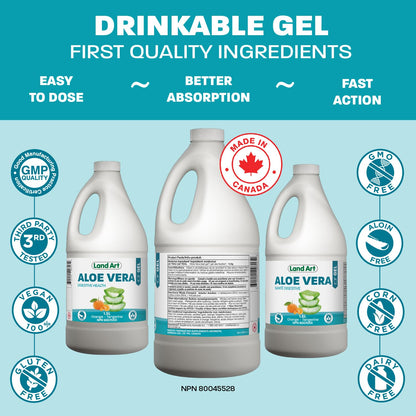 Aloe Vera Drinkable Gel, Orange, Heartburn & Acid Reflux, 1,5 L 🍁 All In One Marketplace Canada