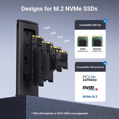 UGREEN M.2 NVMe Enclosure, USB 3.2 Gen2 10Gbps Case for NVMe PCIe M-Key(M+B Key), External SSD Adapter Support UASP Trim for 2280 2260 2242 2230 with 2 Cables, Aluminum Shell Heatsink 🍁 All In One Marketplace Canada