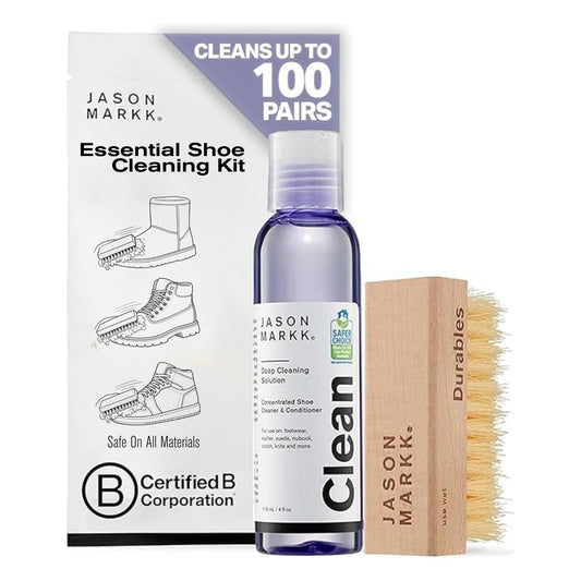 Shoe Cleaner Kit - Jason Markk Premium Shoe Cleaning Kit with Brush | Sneaker Cleaner for All Footwear | Removes Dirt & Stains on Leather, Suede, Canvas, Sneakers, UGGs | 4 oz Professional Formula 🍁 All In One Marketplace Canada