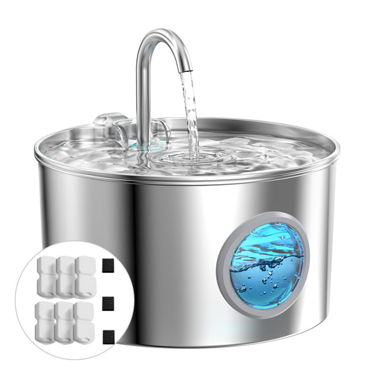 Stainless Steel Cat Water Fountain: Cat Water Dispenser - with 6 Filters + 3 Sponges - 2.2L Waters Fountain Indoor Pet - Pet Dispenser - Quiet Automatic Dog Drinking Bowl 🍁 All In One Marketplace Canada