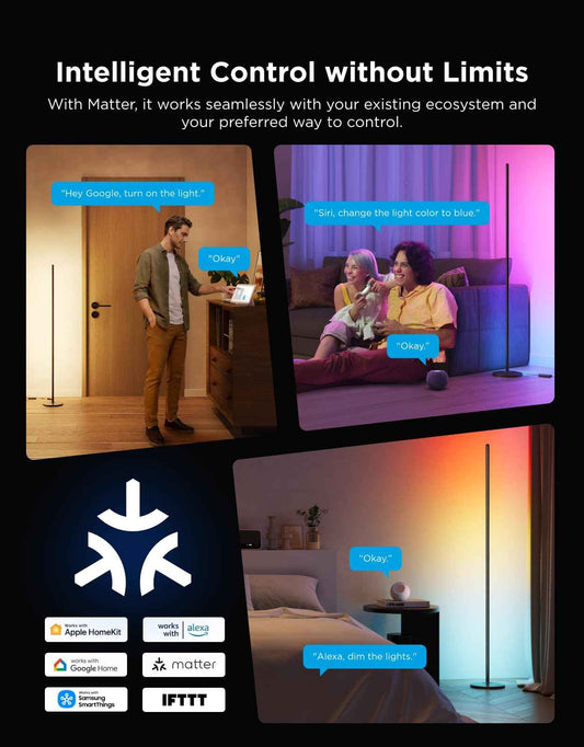 Govee Floor Lamp Basic, 1000lm LED Corner Lamp Compatible with SmartThings, Matter, Alexa, Standing Lamp with Music Mode and 16 Million DIY Colors, 85 Dynamic Scene, Modern Floor Lamp for Living Room 🍁 All In One Marketplace Canada
