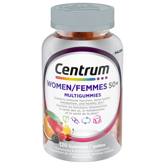 Centrum Women 50 Plus MultiGummies, Multivitamins/Minerals Gummies for Women 50+, Cherry, Berry, and Orange Flavours, 120 Gummies (Packaging May Vary) 🍁 All In One Marketplace Canada