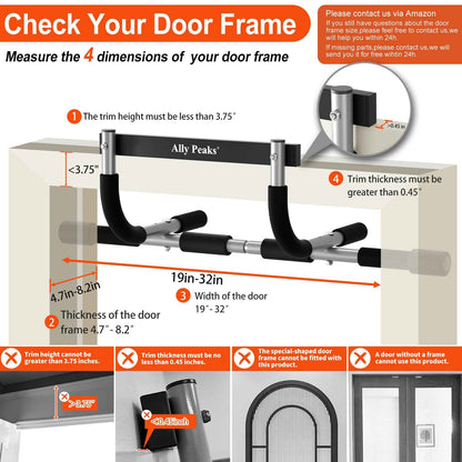ALLY PEAKS Pull Up Bar Thickened Steel Pipe Super Heavy Duty Steel Frame Upper Workout Bar| Multi-Grip Strength for Doorway | Indoor Chin-Up Bar Fitness Trainer for Home Gym Portable (silver2) 🍁 All In One Marketplace Canada
