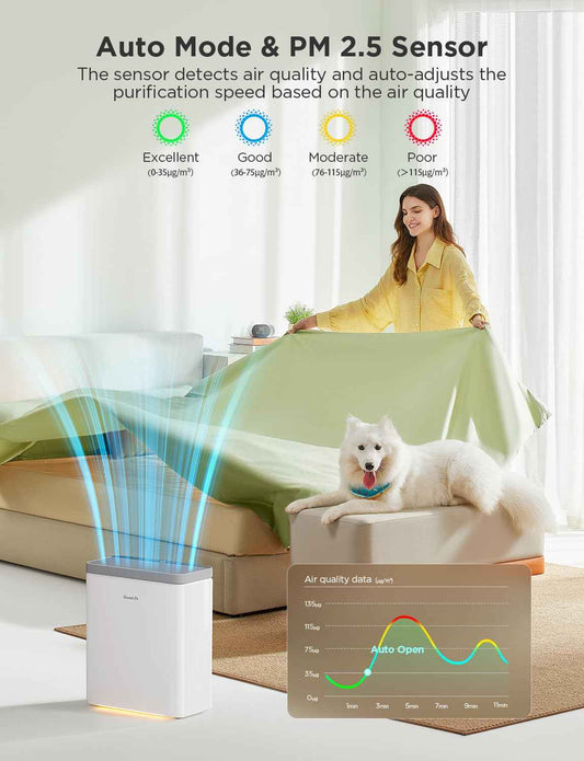 GoveeLife Smart Air Purifier for Home Large Room, Covers up to 1046 ft², PM2.5 Monitor, HEPA Sleep Mode, 3-in-1 Filter Air Purifier with App and Alexa Control for Pet Hair, Odors, Pollen and Smoke 🍁 All In One Marketplace Canada