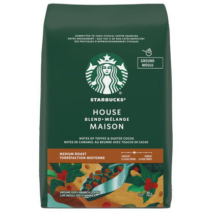 STARBUCKS House Blend Roast Ground Coffee, Medium Roast, Smooth And Balanced, Made With 100 Percent Arabica Beans, For Use With Drip Coffee Makers, Pour-overs, And French Presses, 793 g 🍁 All In One Marketplace Canada