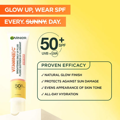 Garnier Vitamin C Daily UV Sunscreen Moisturizer SPF 50+, Brightening Glow Fluid for All Skin Tones, 50 mL 🍁 All In One Marketplace Canada