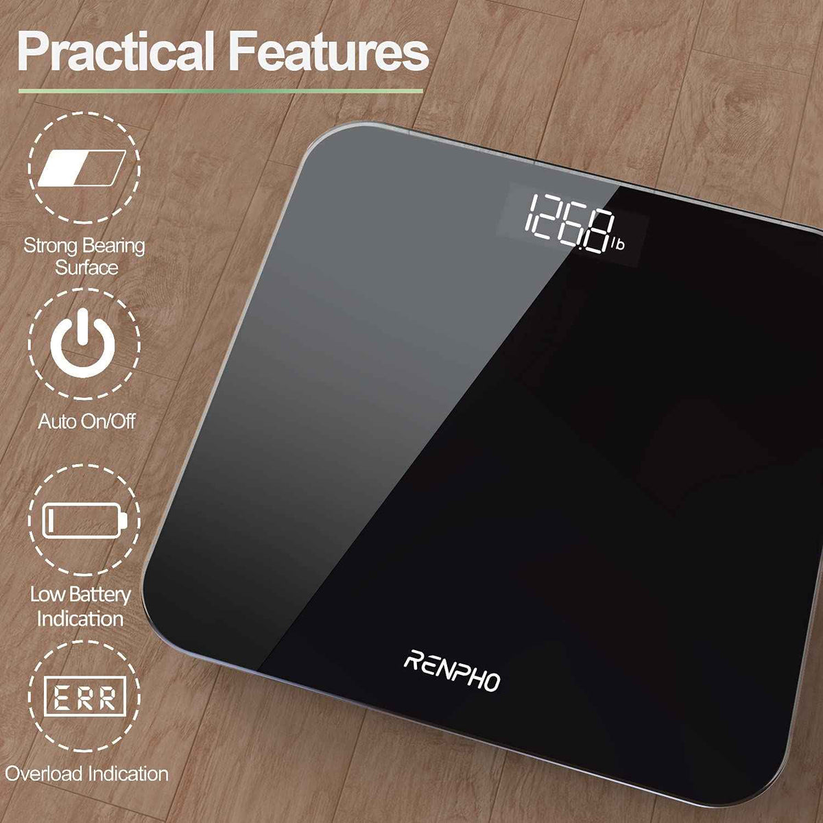 RENPHO Scale for Body Weight, Bathroom Weighing Scale with Backlit LED Display, Highly Accurate & Measures Weight up to 400 lb/180kg, Black-Core 1S (Black) 🍁 All In One Marketplace Canada