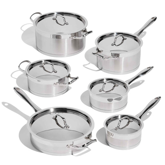 Lagostina Moderna 12-Piece Stainless Steel Cookware Set, Commercial Capsule Base, Induction Safe Pots and Pan Set Includes Saucepan, Casserole, Dutch Oven & Lids, Oven Safe up to 400°F / 204ºC 🍁 All In One Marketplace Canada