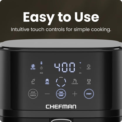 Chefman Air Fryer – 4 QT Compact Airfryer for Quick & Easy Meals, Features Hi-Fry Technology for Extra Crisp, Easy-View Window, Touch Controls with 4 Presets, Nonstick & Dishwasher Safe Basket - Black 🍁 All In One Marketplace Canada