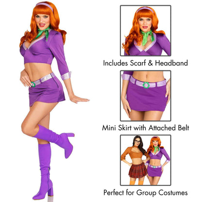 Leg Avenue Women’s 4 PC Meddling Cutie Halloween Costume with Purple Headband, XS
