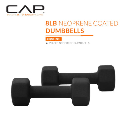 CAP Barbell Neoprene Dumbbell Weights, 8 lb Pair, Black 🍁 All In One Marketplace Canada