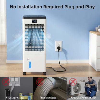 Portable Air Conditioners, Evaporative Air Cooler with Remote & LED Display, 120° Oscillation, 12H Timer, 3 Speeds & 4 Modes, 60W Energy-Efficient, Windowless Swamp Cooler for Bedroom Office Garage 🍁 All In One Marketplace Canada