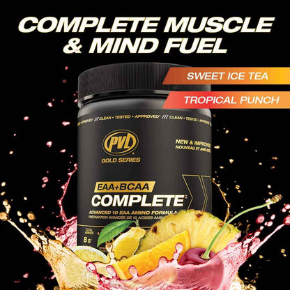 PVL EAA+BCAA COMPLETE – Essential Amino Acid Supplement with BCAAs, Electrolytes & B-Vitamins – Pre, Intra or Post Workout Powder – Keto & Vegan Friendly – Tropical Punch, 30 Servings 🍁 All In One Marketplace Canada