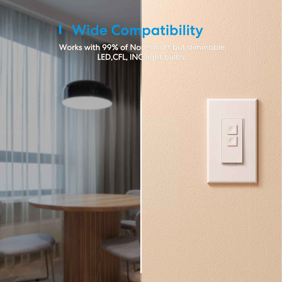 meross Smart Dimmer Switch, Single Pole Smart Switch for LED Light, Neutral Wire Required, Compatible with Apple HomeKit, Alexa, Hey Google and SmartThings, 2.4GHz Wi-Fi, No Hub Required, 2 Pack 🍁 All In One Marketplace Canada