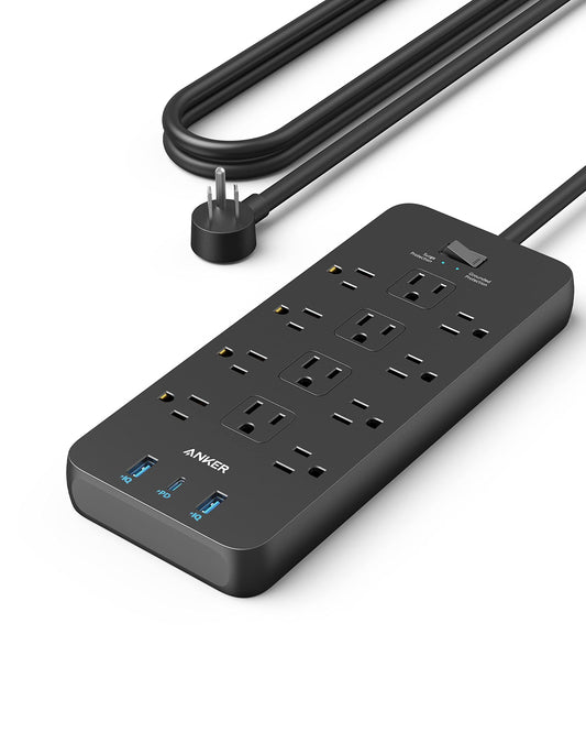 Anker Power Strip Surge Protector (2100J), 12 Outlets with 2 USB A and 1 USB C Port for Multiple Devices, 5ft Extension Cord, 20W Power Delivery Charging for Home, Office, Dorm Essential, TUV Listed 🍁 All In One Marketplace Canada
